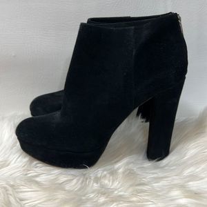 Michael Kors Suede Upper/ Leather lined Back Zip Platform Booties